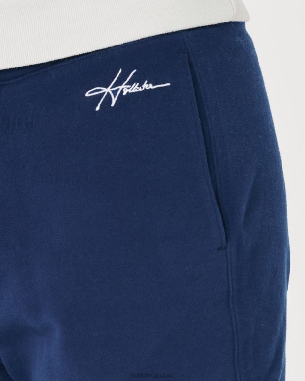 Bottoms Hollister Men Terry Fleece Logo Shorts 5\\ 488201185 Dark Blue